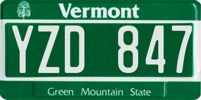 VT license plate YZD847