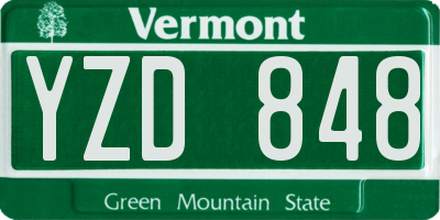 VT license plate YZD848