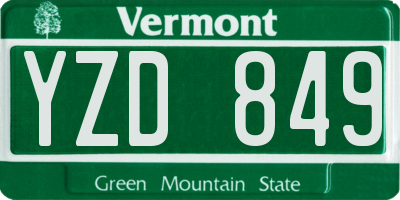 VT license plate YZD849