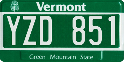 VT license plate YZD851