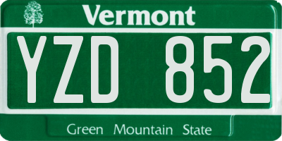 VT license plate YZD852