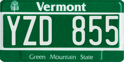 VT license plate YZD855