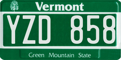 VT license plate YZD858