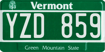 VT license plate YZD859