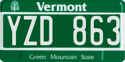 VT license plate YZD863