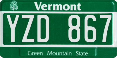 VT license plate YZD867
