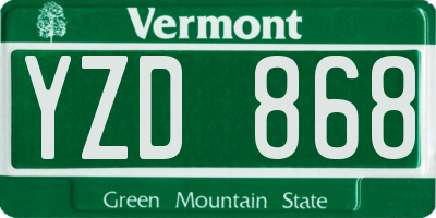 VT license plate YZD868