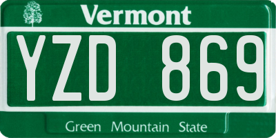 VT license plate YZD869