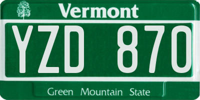 VT license plate YZD870