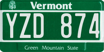 VT license plate YZD874