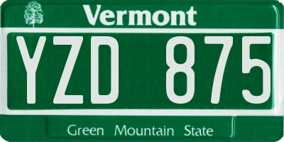 VT license plate YZD875