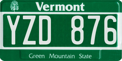 VT license plate YZD876