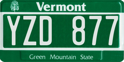 VT license plate YZD877