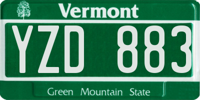 VT license plate YZD883