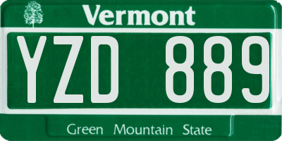 VT license plate YZD889