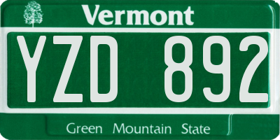 VT license plate YZD892