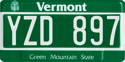 VT license plate YZD897
