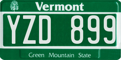 VT license plate YZD899