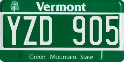 VT license plate YZD905