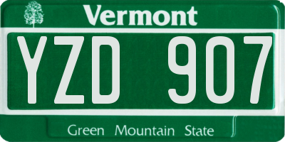 VT license plate YZD907