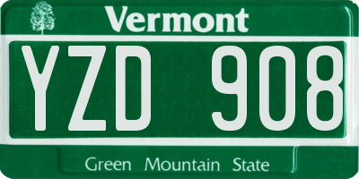 VT license plate YZD908