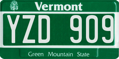 VT license plate YZD909