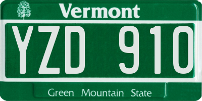 VT license plate YZD910