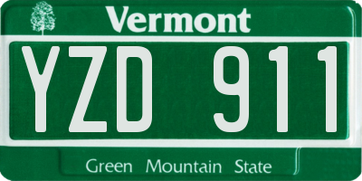 VT license plate YZD911