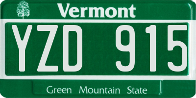 VT license plate YZD915
