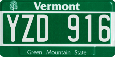 VT license plate YZD916