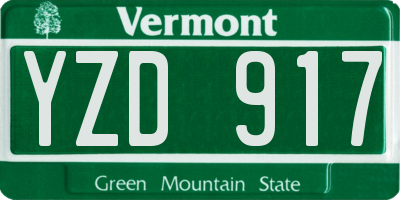 VT license plate YZD917