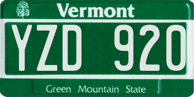 VT license plate YZD920