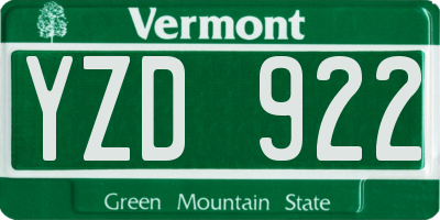 VT license plate YZD922