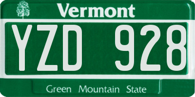 VT license plate YZD928