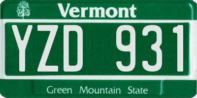 VT license plate YZD931