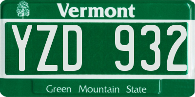 VT license plate YZD932