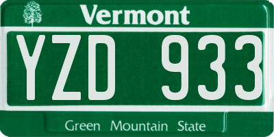 VT license plate YZD933