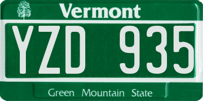 VT license plate YZD935