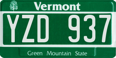 VT license plate YZD937