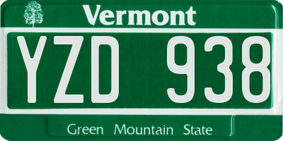 VT license plate YZD938