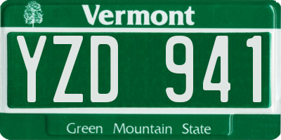 VT license plate YZD941