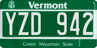 VT license plate YZD942
