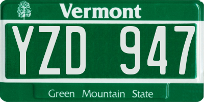 VT license plate YZD947