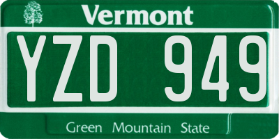 VT license plate YZD949