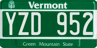 VT license plate YZD952