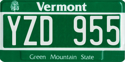 VT license plate YZD955