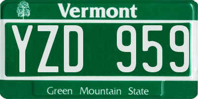 VT license plate YZD959