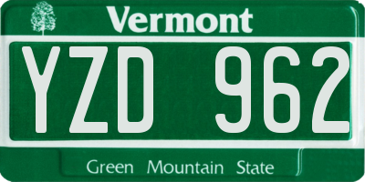 VT license plate YZD962