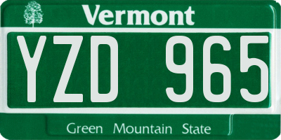 VT license plate YZD965