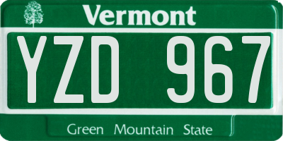 VT license plate YZD967